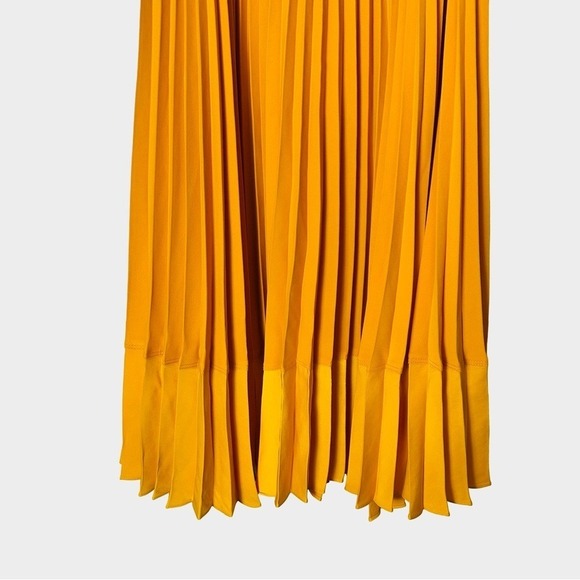 Zara Pleated Midi Skirt Golden Yellow Orange XS Resort Boho Festival - Picture 8 of 11